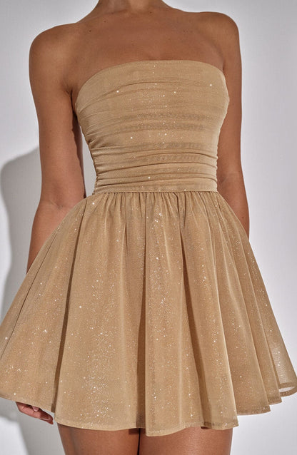 Luciana Mini Dress - Gold Sparkle