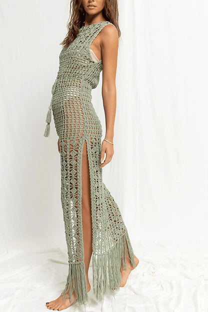 Vestido playero de crochet con cordones de Kay 