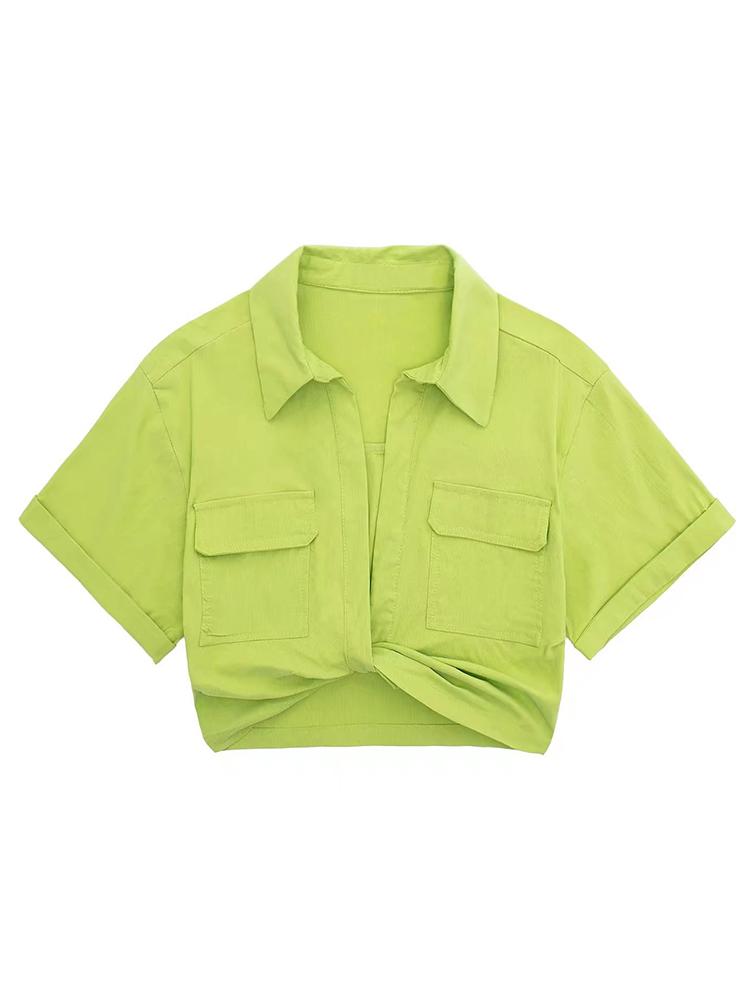 Blusa de lino corta retorcida Kay 