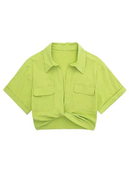 Blusa de lino corta retorcida Kay 