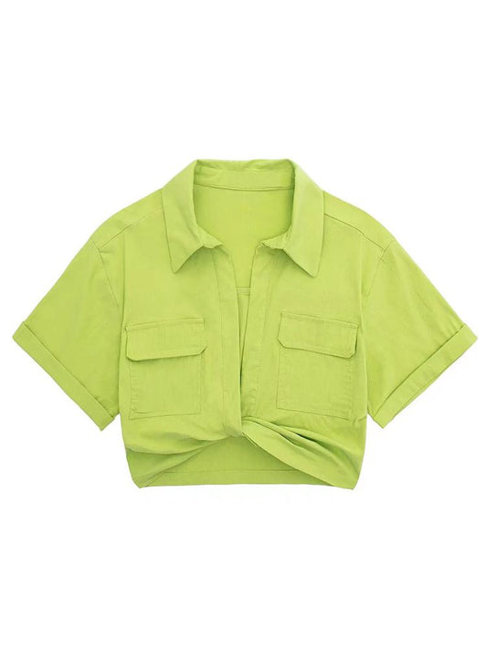 Blusa de lino corta retorcida Kay 