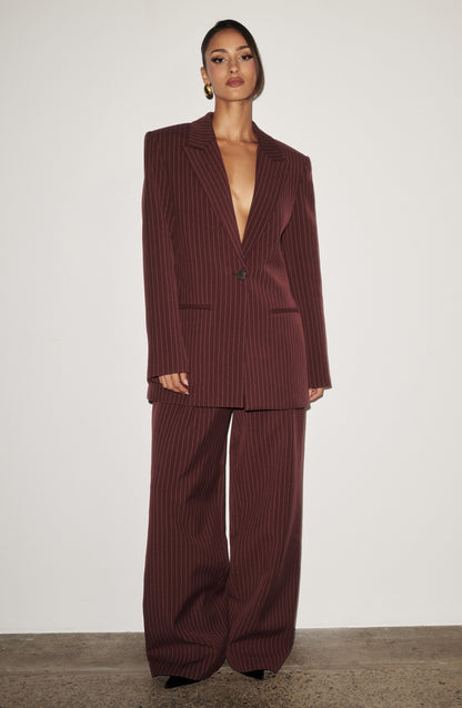 Kirsty Pants - Burgundy Pinstripe
