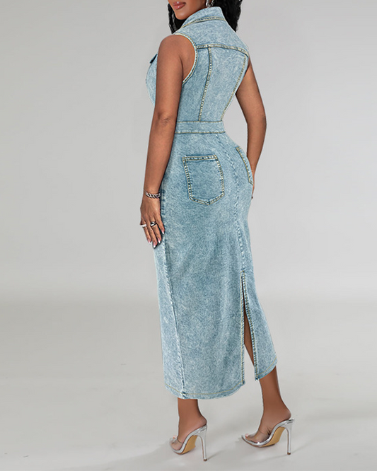 Denim Lapel Dress