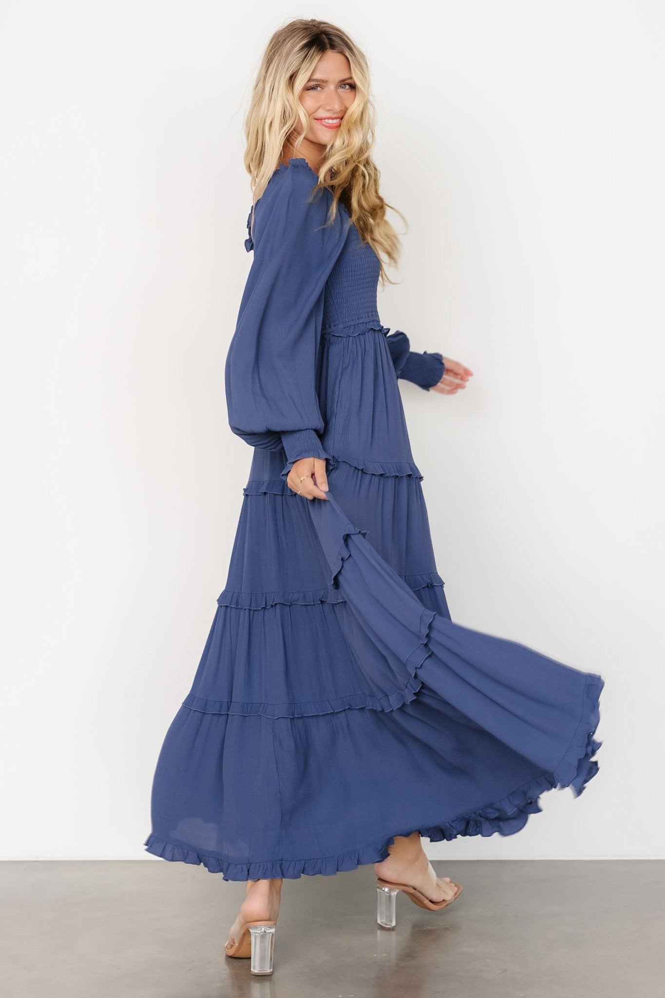 Lana Smocked Maxi Dress | Blue