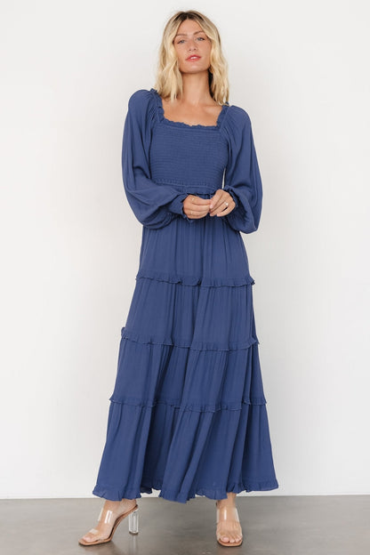 Lana Smocked Maxi Dress | Blue