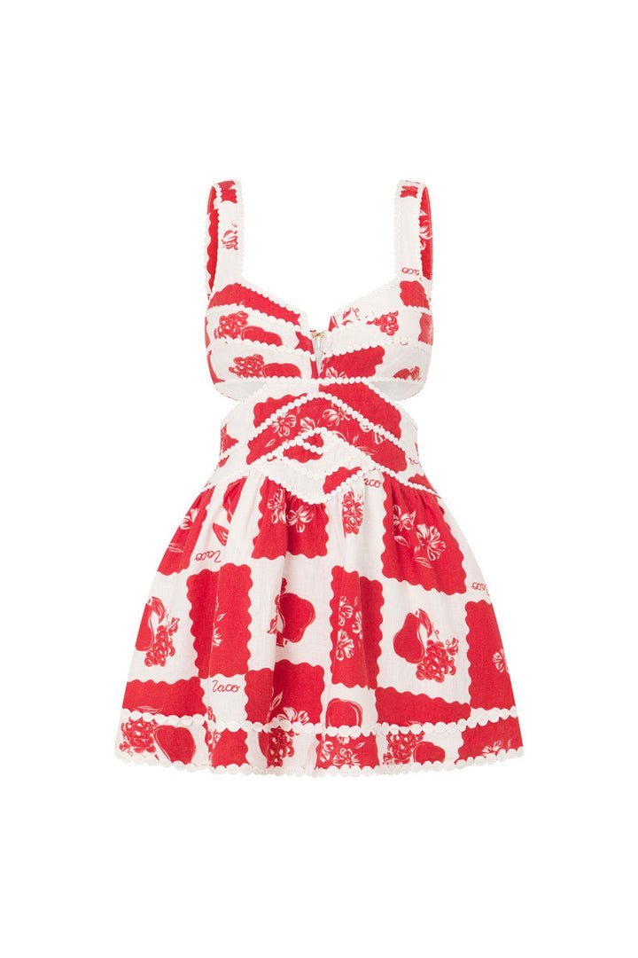 Vestido mini con aberturas y estampado Leila 