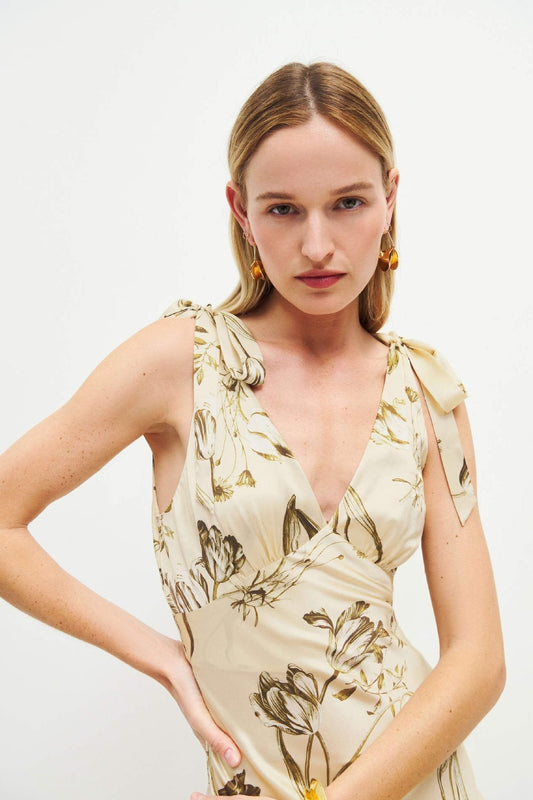 Leila Printed Knotted Flare Maxi Dress