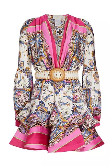 Vestido mini con cuello en V y capas estampado Lillian 