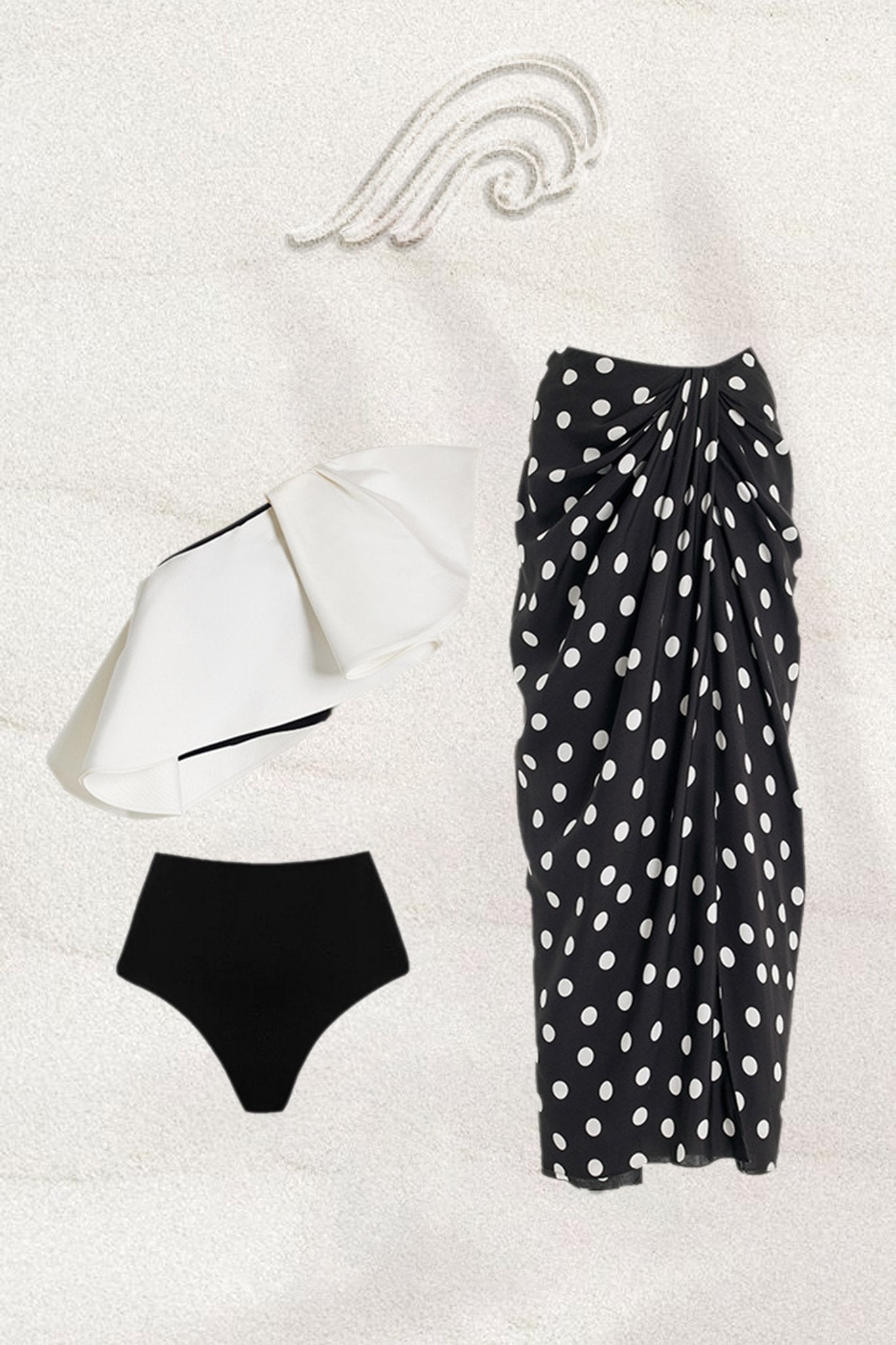 Conjunto de baño de lunares de un solo hombro Lindsay 
