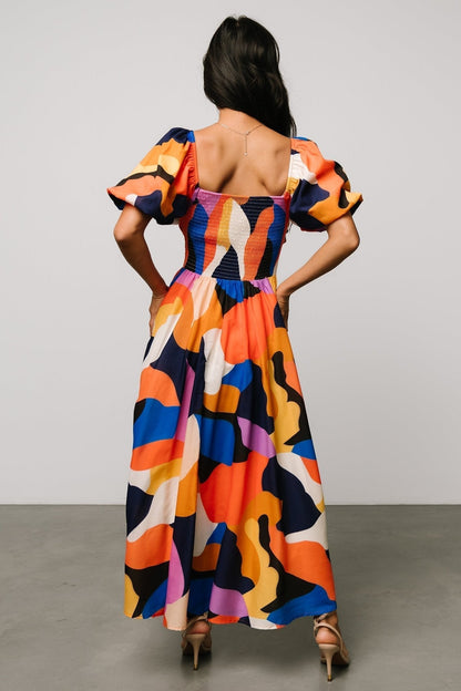 Lola Midi Dress | Rust + Navy Multi