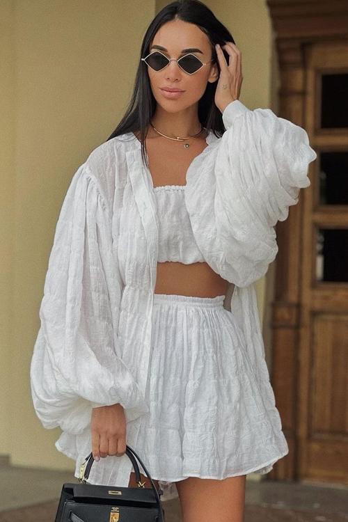 Conjunto de tres piezas de gasa texturizada Lola 