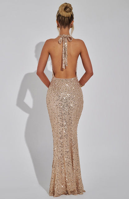 Laura Maxi Dress-Gold Lined