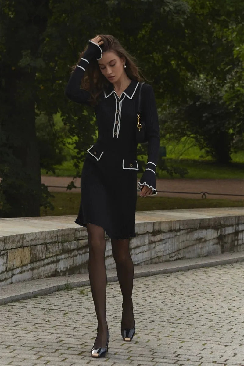Vestido mini de punto con volantes en contraste Louise 