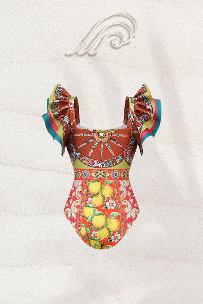 Lucinda Printed Ruffle Two-pieces Swim Set