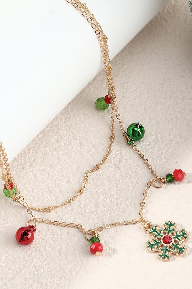 Collar colgante extraíble con copos de nieve navideños de Lynn 