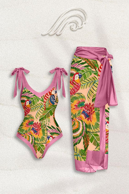 Conjunto de baño con estampado tropical Mamie 