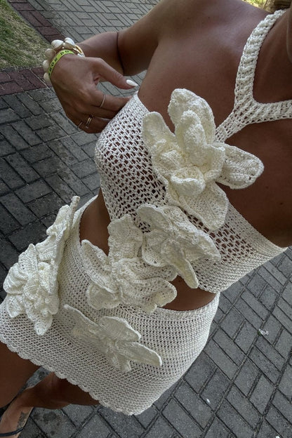 Minivestido floral de punto con cuello halter Martha 