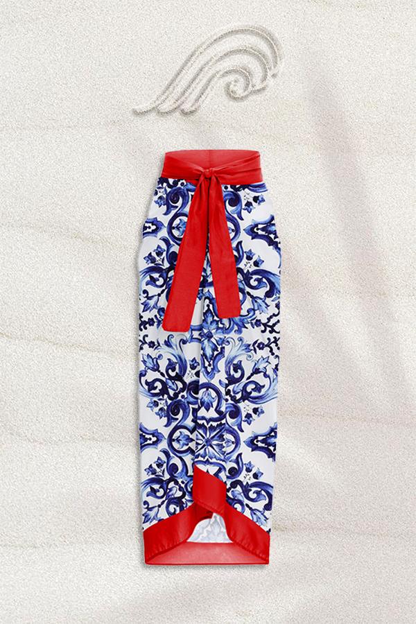 Conjunto de baño de dos piezas fruncido con estampado Martha 