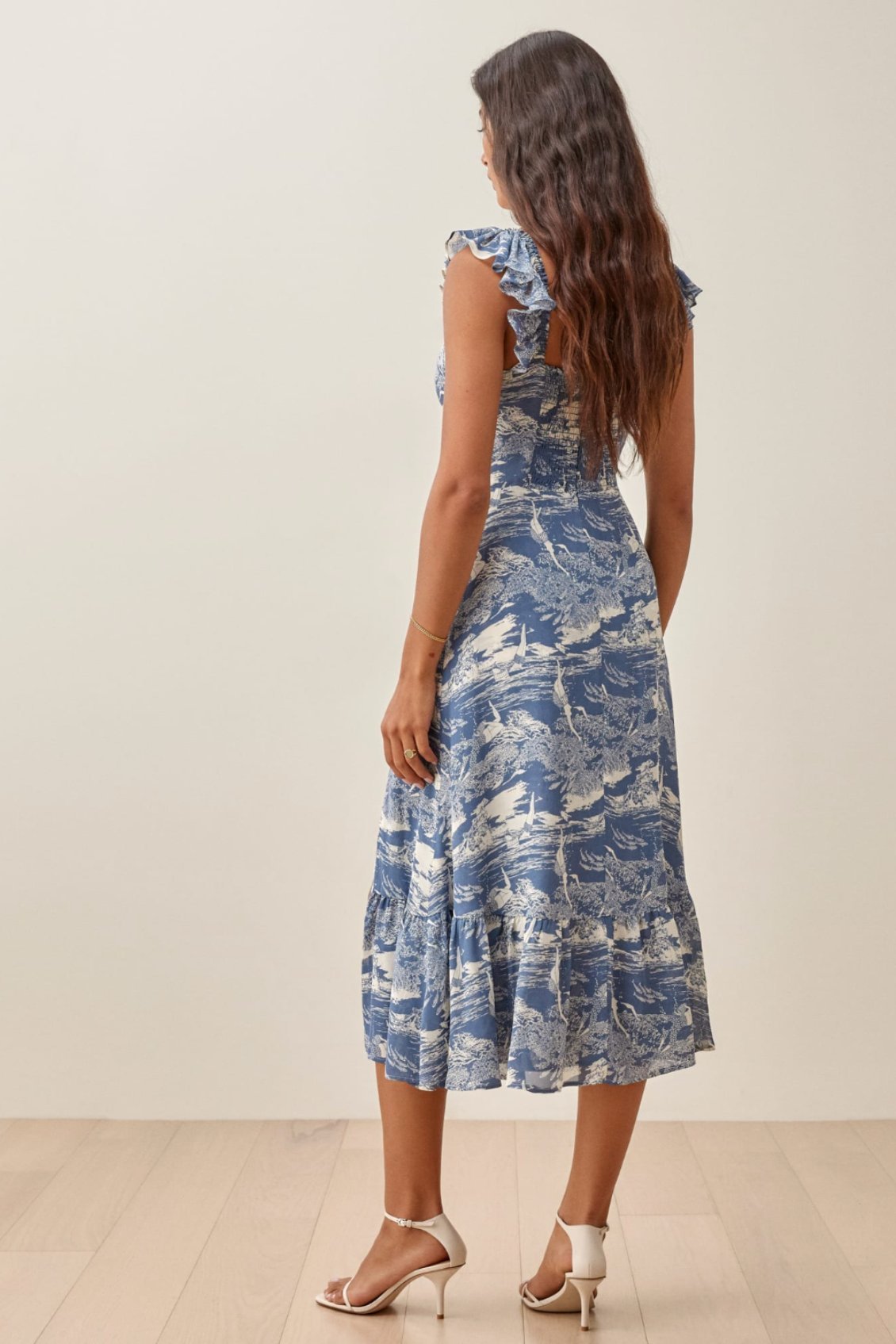 Vestido midi con abertura y volantes estampados Meg 