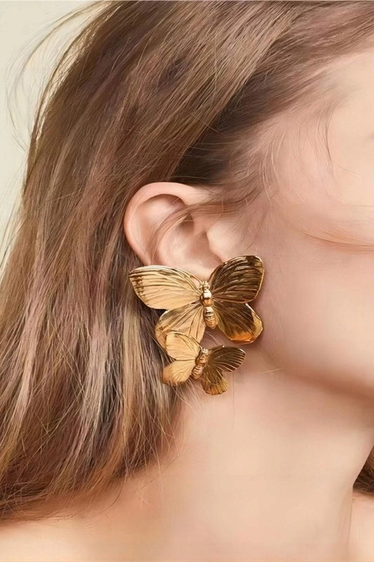 Pendientes colgantes de mariposa de metal 