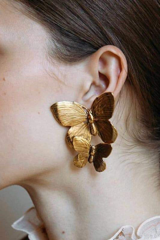 Pendientes colgantes de mariposa de metal 