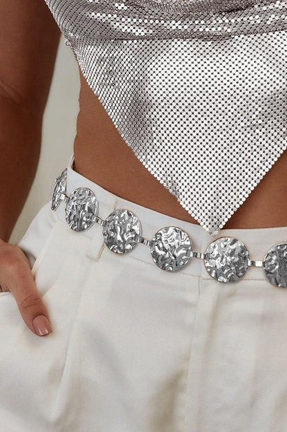 Cinturón de cadena de metal con decoración redonda para la cintura 