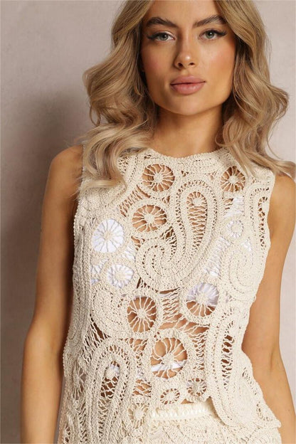 Conjunto de top y falda larga de encaje bordado Mignon 