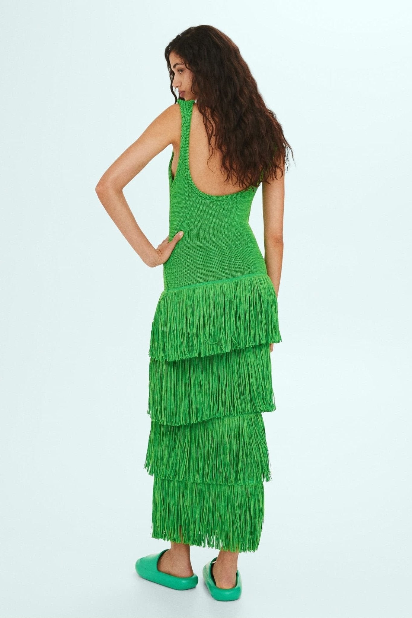 Vestido largo con tirantes de punto y borlas Miriam 