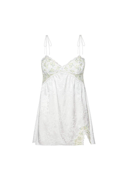 Muriel Lace Cut-out Satin Lounge Dress