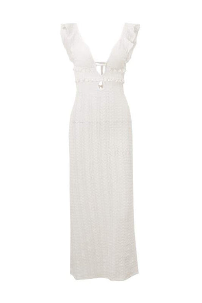 Vestido largo de punto con volantes y aberturas Muriel 