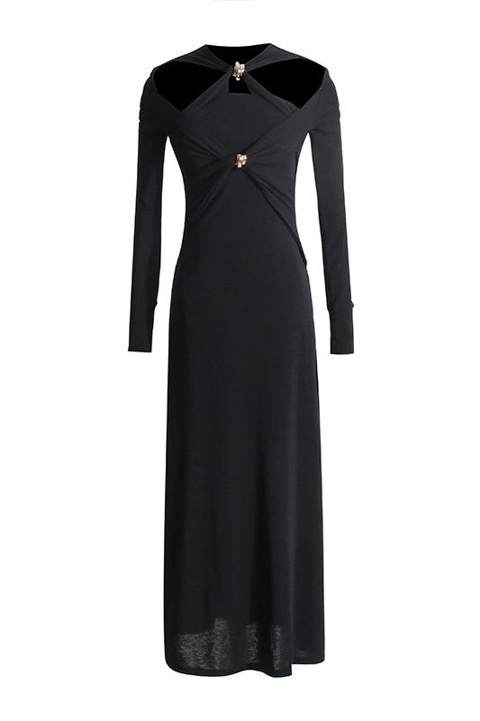 Vestido midi de punto con escote cruzado y aberturas Nita 