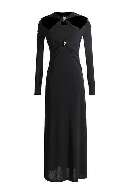 Vestido midi de punto con escote cruzado y aberturas Nita 