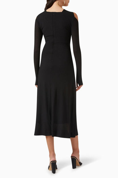 Vestido midi de punto con escote cruzado y aberturas Nita 