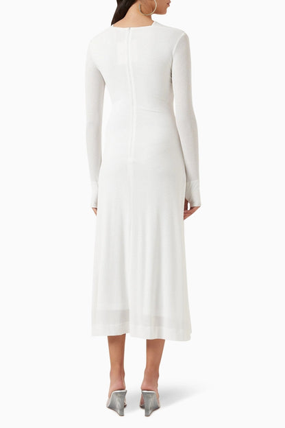 Vestido midi de punto con escote cruzado y aberturas Nita 