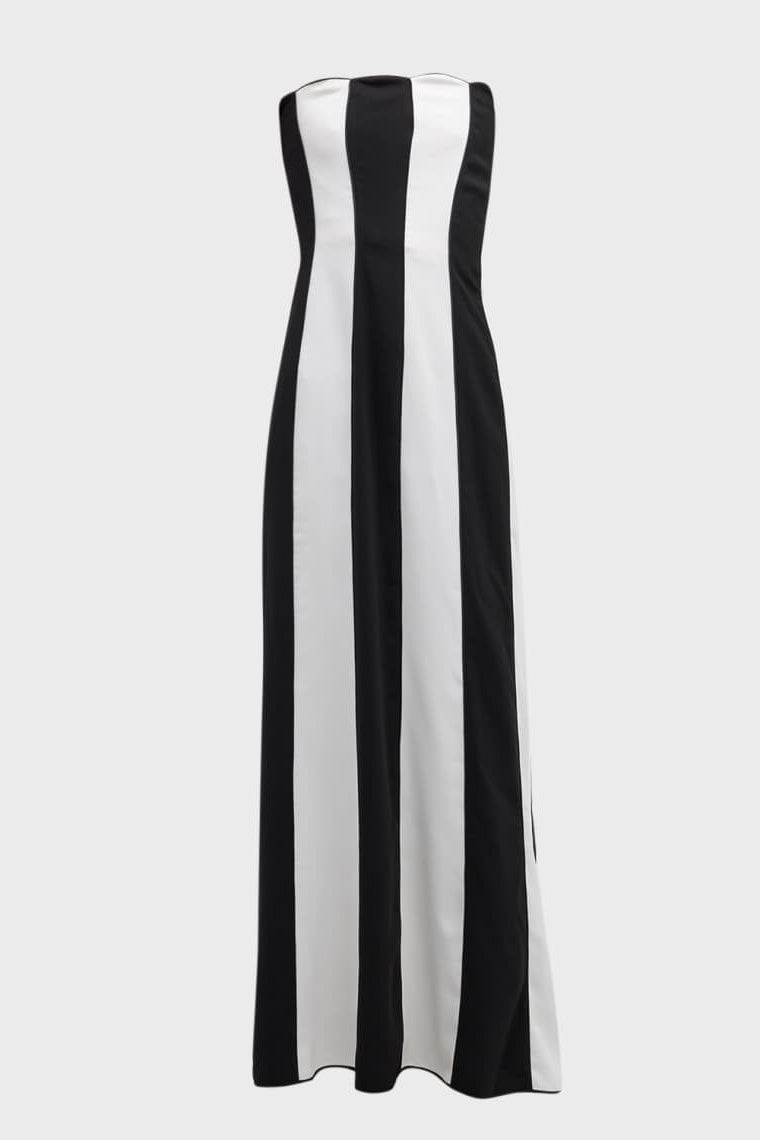 Vestido largo con bloques de color y sin tirantes Molly 