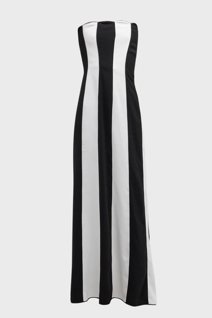 Vestido largo con bloques de color y sin tirantes Molly 