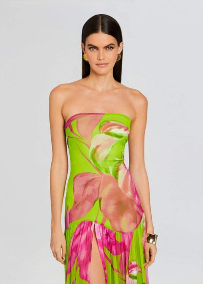Nydia Floral Printed Strapless Maxi Dress