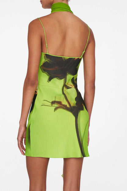 Lesley Floral Print Draped Scarf Mini Dress