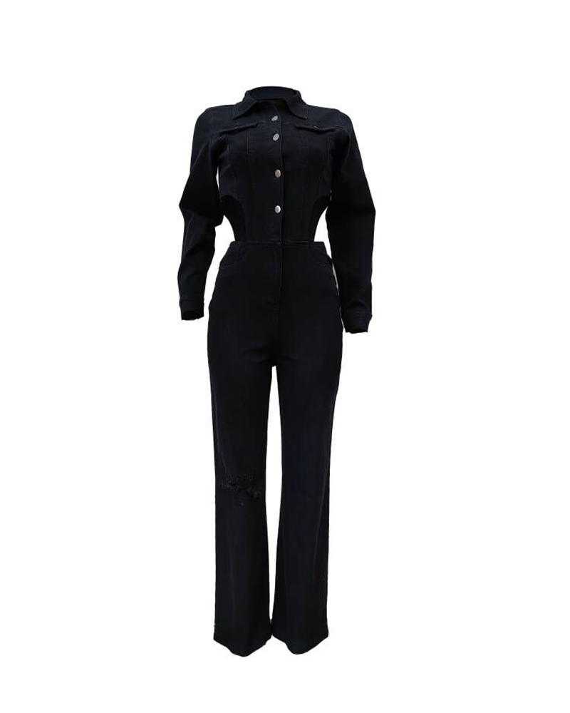 Cut-Out Casual Stretch Jumpsuit