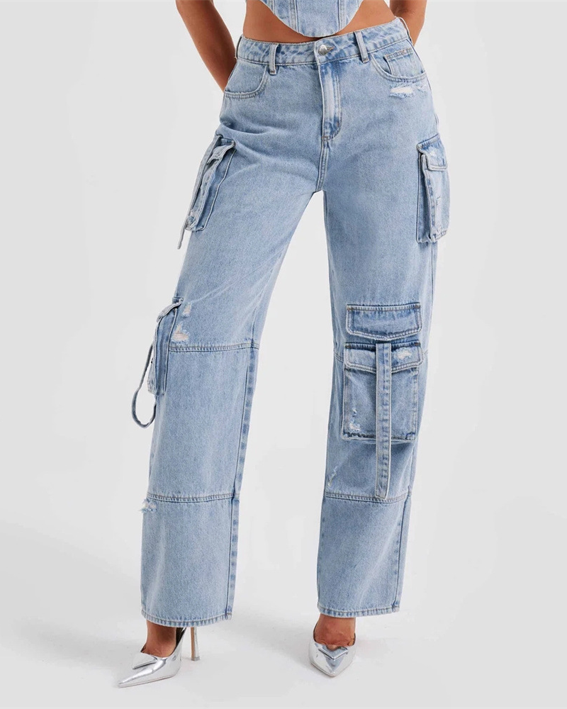 Multi-Pocket Wide-Leg Cargo Pants
