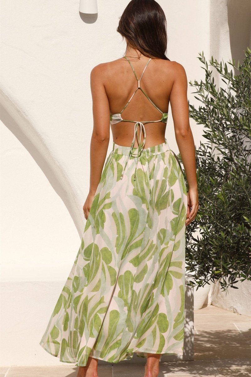 Vestido midi con aberturas y estampado floral de Olivia 