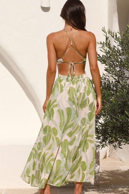 Vestido midi con aberturas y estampado floral de Olivia 