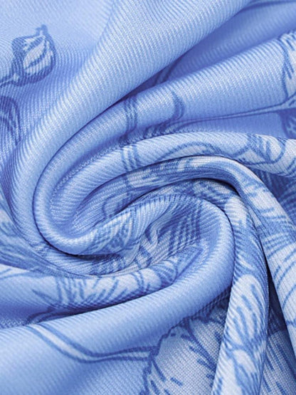 Vestido lencero largo con estampado de orquídeas 