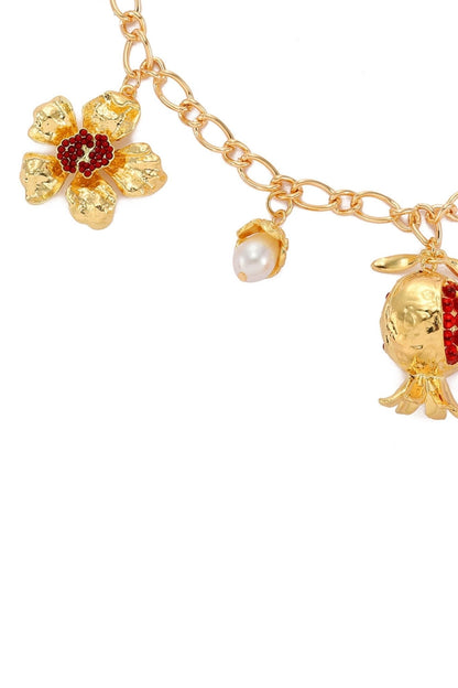 Pancy Pomegrante Flower Necklace
