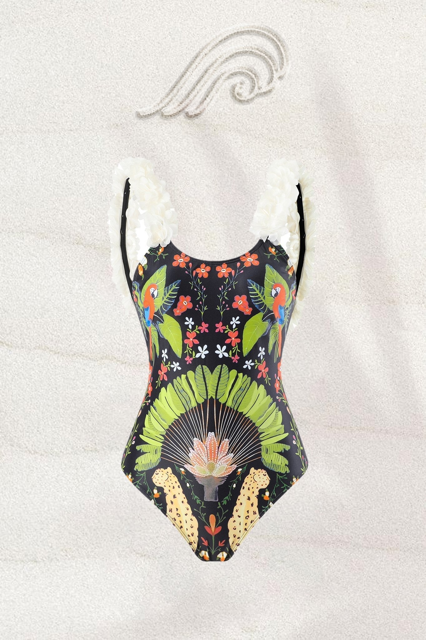 Conjunto de baño de dos piezas fruncido con estampado Paula 