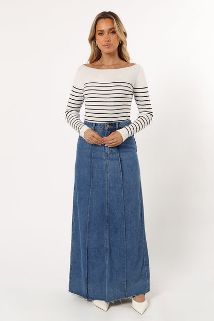 Kiersten Knit Top - White Black