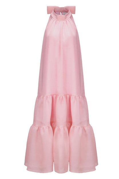Vestido largo Phoebe con lazo y corte A en capas 