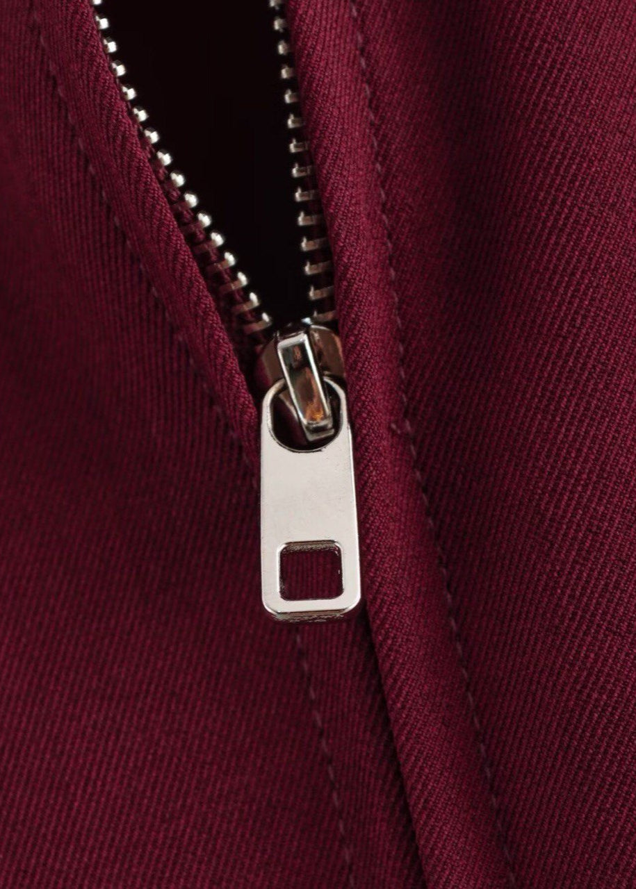 Crimson Way – Oversized Zip-Up Jacket in Deep Burgundy