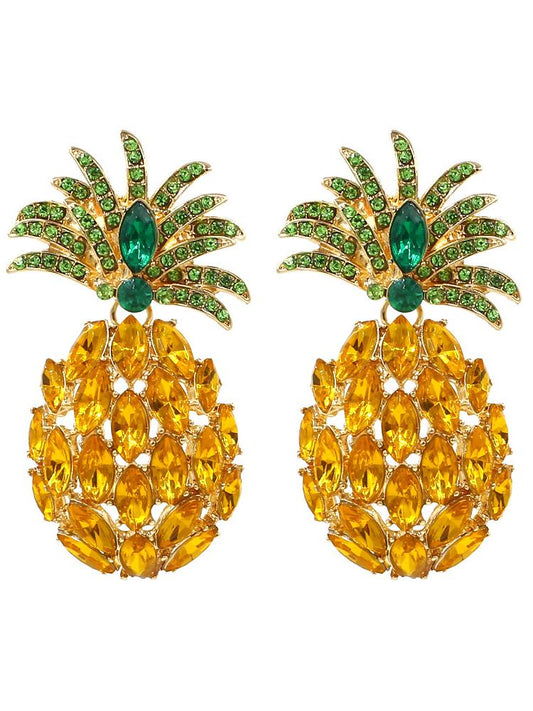 Pendientes colgantes de piña y diamante 