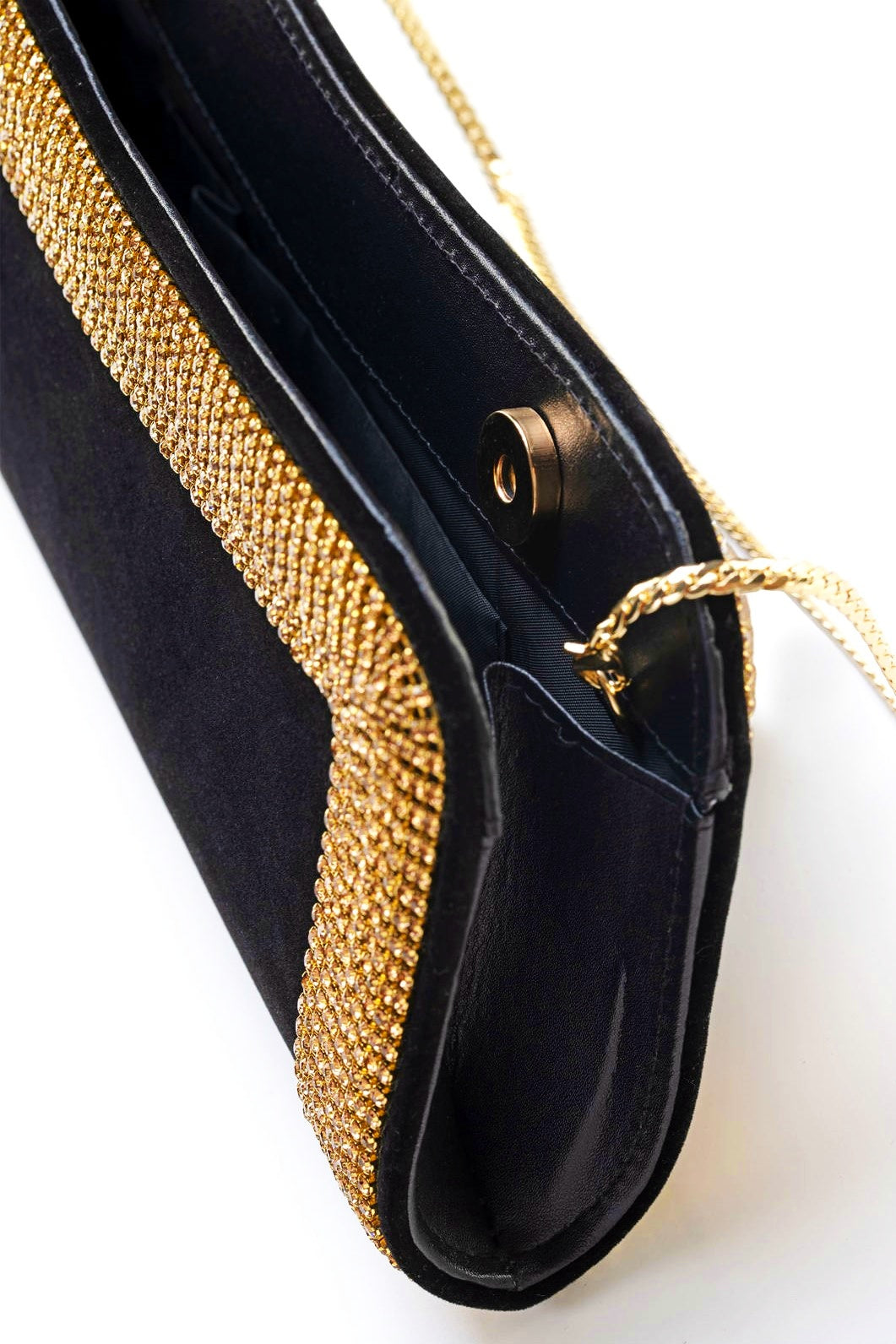 Bolso de mano Kama con ribete de diamantes 